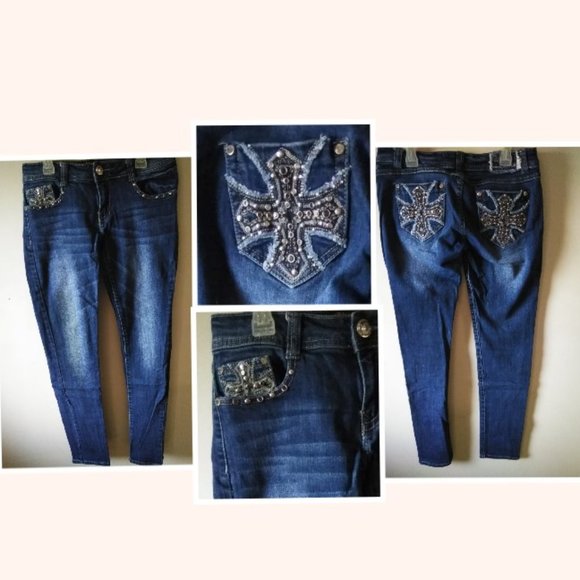 ✨2 for 25✨ Way Jeans Skinny with Cross Pockets - Picture 1 of 5